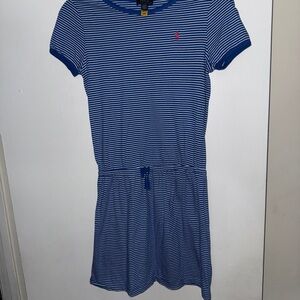 Blue Ralph Lauren Striped Drawstring Kids Dress